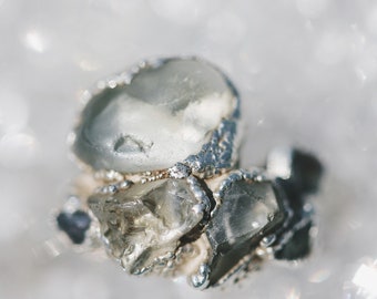 Electroformed Jewelry • electroformed ring topaz and sapphire ring raw gemstone ring made in solid sterling silver