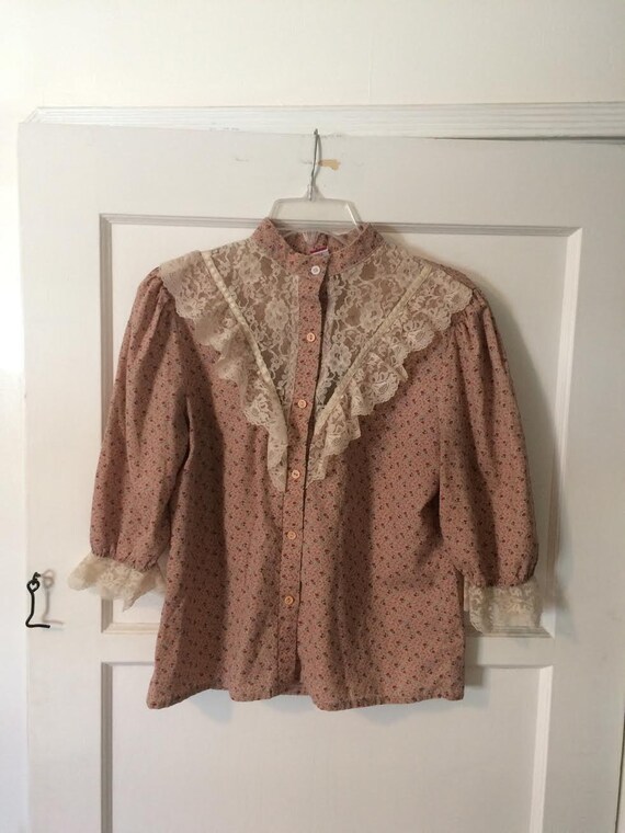 Cotton Calico & Lace Blouse