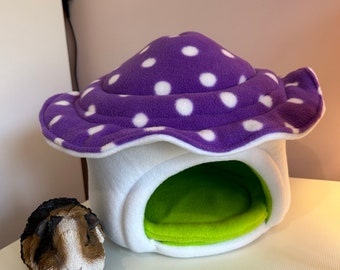 Guinea Pig Purple Fleece Toadstool / Mushroom House Bed