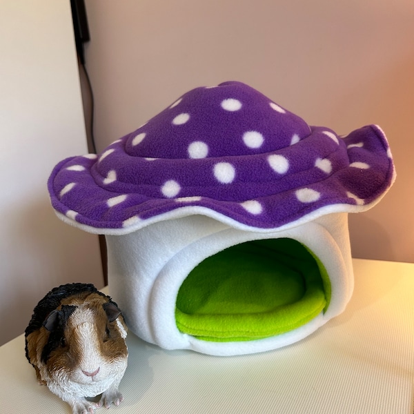 Guinea Pig Purple Fleece Toadstool / Mushroom House Bed