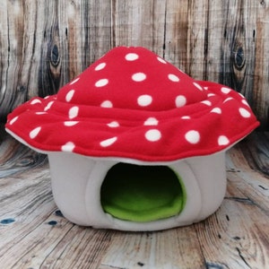 Guinea Pig Bed Red Fleece Toadstool / Mushroom House