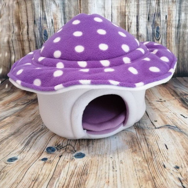 Guinea Pig Purple Fleece Toadstool / Mushroom House Bed