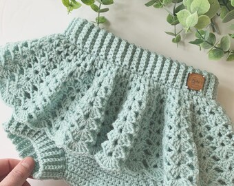 Crochet Baby Bummie, Bloomers, Skirt