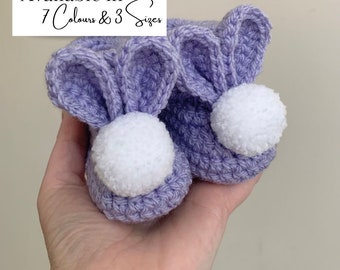 Crochet/knit Bunny Pom Pom Baby Booties/shoes