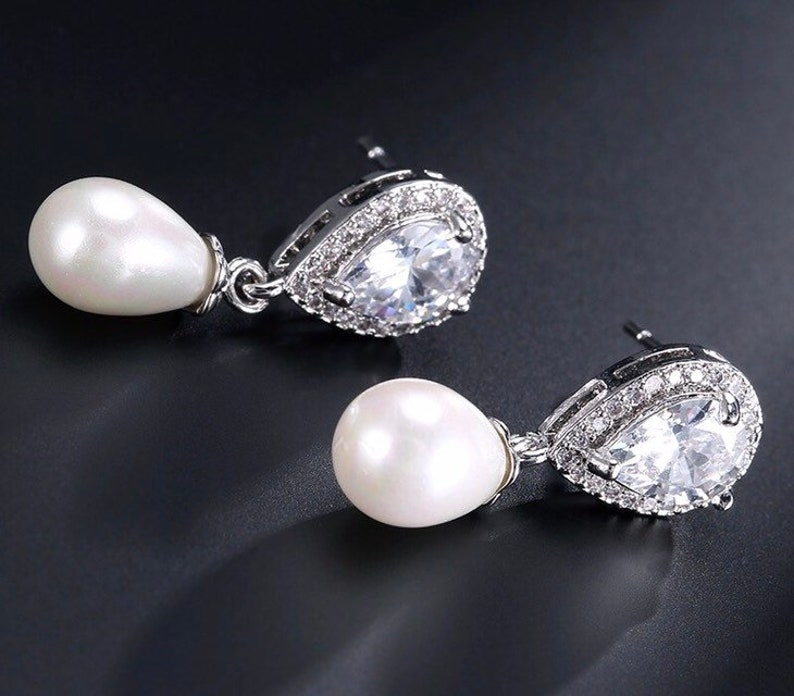 Rose Gold Bride Jewellery Bridal Jewellery Set Bridesmaid Jewellery Bridesmaid Gift Pearl Wedding Earrings /& Necklace