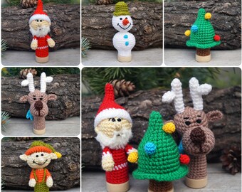 Christmas finger puppets, Christmas toys, Christmas stuffers, New baby gift toy, Christmas nursery, Christmas kids gift