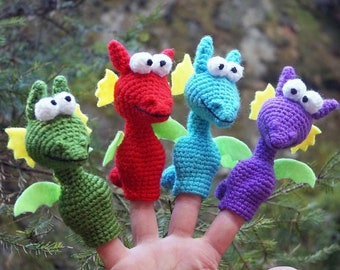 Dragon Finger Puppets Kids Quiet Time Nursery Rhyme Road Trip Imagination Pretend Play Easter Basket