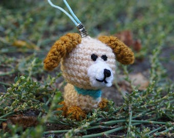 Gift for kid Small gift Kids birthday gift Bag charm Dog lover gift Cute dog Keychain dog Puppy party toy plushies dog Crochet stuffed puppy