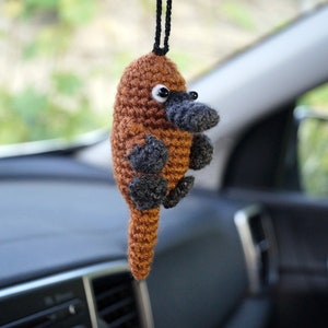 Platypus car accessory - funny car decor, owl car hanger, owl gift idea, car charm for mirror, mirror hanging view chain