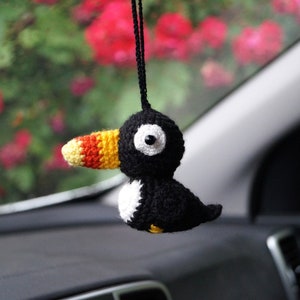 Toucan car accessory - funny car decor, toucan car hanger, toucan gift idea, car charm for mirror, mirror hanging view chain