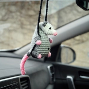 Opossum car accessory, opossum car hanger, possum gift idea, car charm for mirror, mirror hanging, funny gift for man, opossum lovers gift