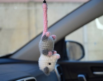 Opossum car accessory, opossum car hanger, possum gift idea, car charm for mirror, mirror hanging, funny gift for man, opossum lovers gift