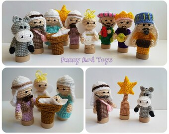 Christmas Nativity, Finger puppets, Christmas toys, Nativity set, Christmas creche, Christmas gift, Christmas decor