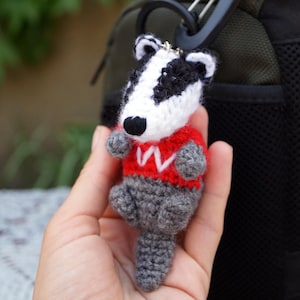 Crochet Wisconsin Badger Keychain: Handmade UW Mascot Gift