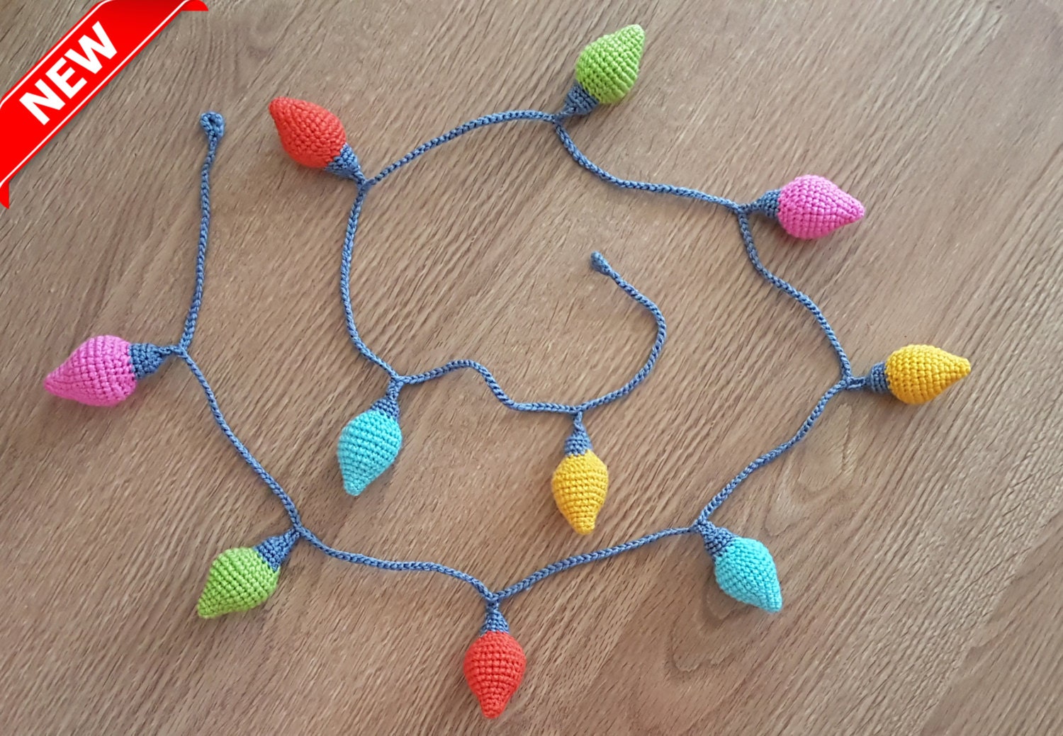 Crochet bunting Knitted garland Christmas lights Home decor Etsy