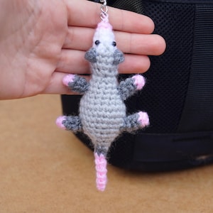 Opossum keychain, possum key ring, possum gift idea, Animal key ring, mirror hanging, funny gift for man, opossum lovers gift
