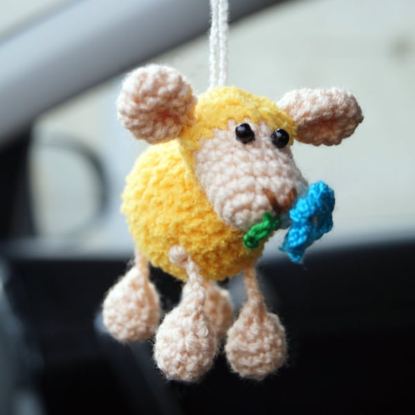 Suspension de miroir de voiture, suspension de mouton, accessoire de mouton, peluche de mouton, accessoires de voiture, cadeau pour femme, décor de voiture mignon