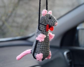 ネズミの車用アクセサリー、ネズミの車用ハンガー、ネズミのギフトアイデア、ミラー用車用チャーム、ミラー吊り下げ、面白いギフト、ネズミ好きへのギフト