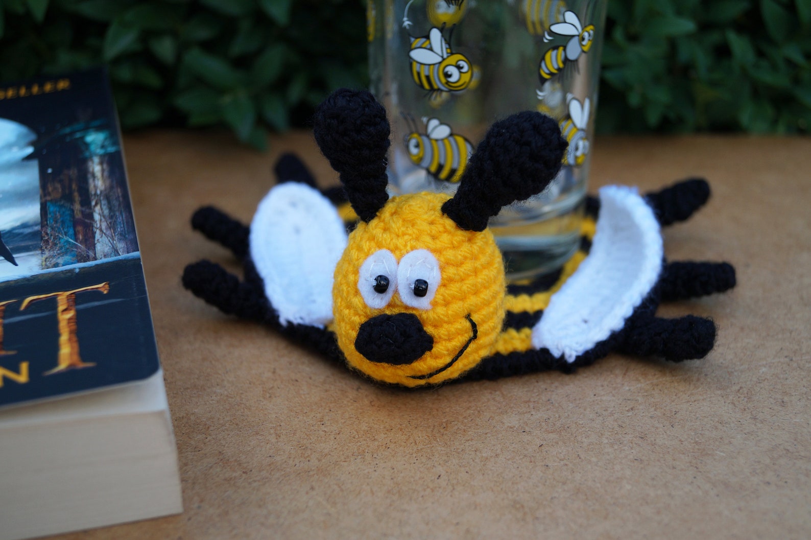 Crochet bee coaster bumble bee decor New home gift Coffee Etsy