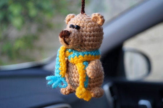 Bear car accessories, Mirror hanging, Teddy bear charm, crochet car  accessories, Ukrainian accessory, teddy bear plushie, Bear lovers gift