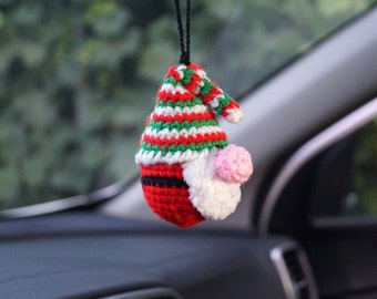 Christmas gnome, gnome car decor, gnome car mirror, winter mirror hanging, Christmas gift for man, christmas ornaments