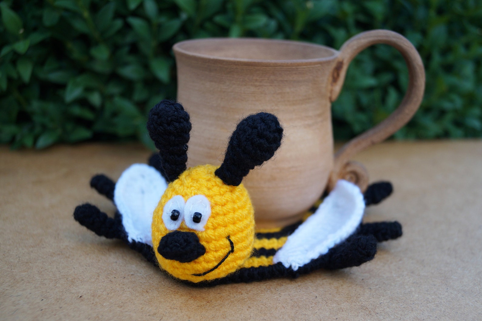 Crochet bee coaster bumble bee decor New home gift Coffee Etsy
