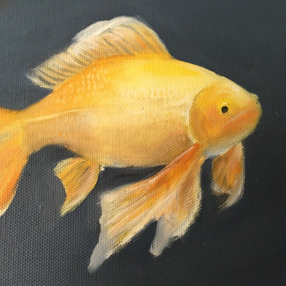 Small Gold Fish Wall Art Original Oil Painting Fish Wall Decor Etsy
