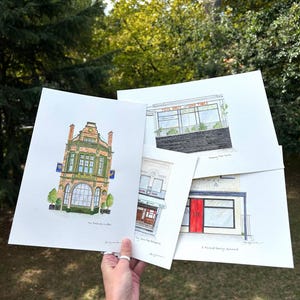 Handgemaakte aquarel op maat eerste date, jubileum, eerste huis, schilderijen trouwlocatie