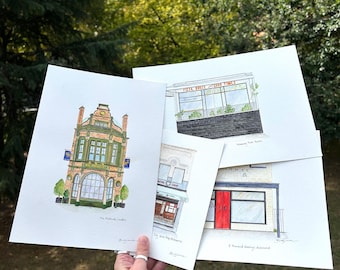 Handmade Watercolour Custom first date, anniversary, first house, wedding venue paintings