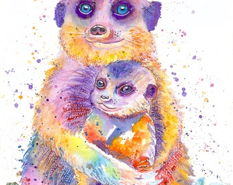 Meerkat mum & bub print