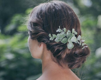 Wedding hair accessories for bride, Greenery hair comb, Greenery wedding bridal accessory, Boho wedding, Eucalyptus greenery hair piece