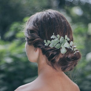 Accesorios para el cabello de la novia, Peine para el cabello Greenery, Accesorio nupcial para bodas Greenery, Boda Boho, Pieza de cabello de eucalipto verde