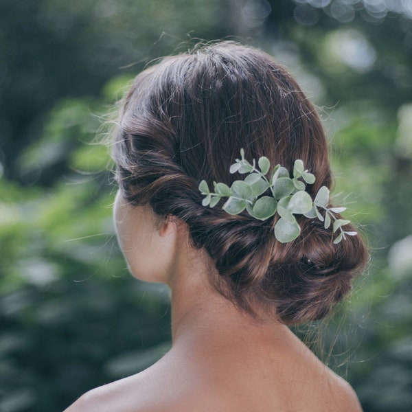 Wedding hair accessories for bride, Greenery hair comb, Greenery wedding bridal accessory, Boho wedding, Eucalyptus greenery hair piece