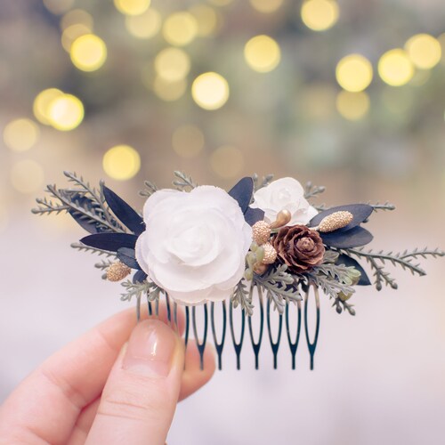 Winter Wedding Hair Accessories Christmas Hair Comb Greenery Etsy