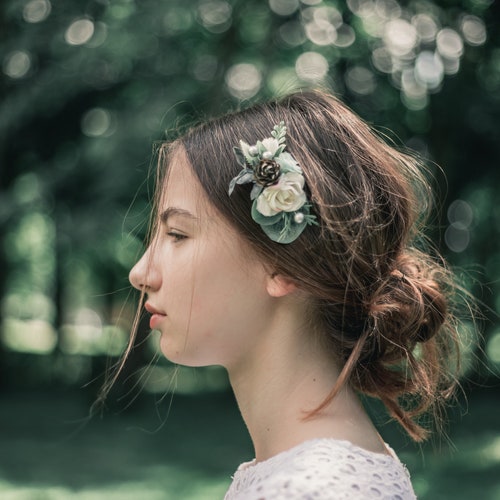 Winter Wedding Hair Accessories Christmas Hair Comb Greenery Etsy