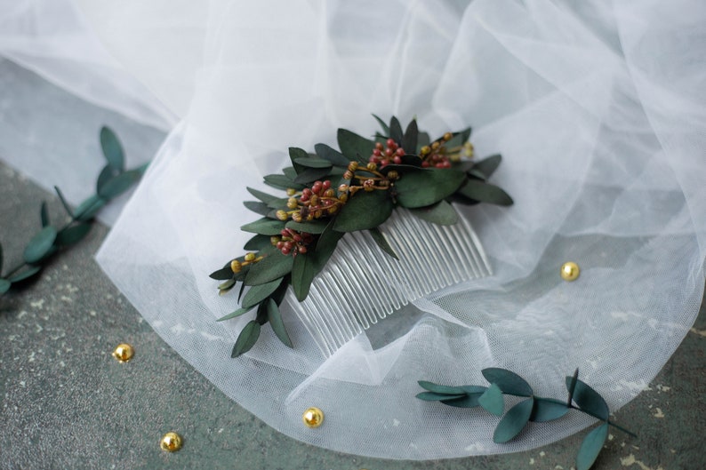 Autumn Wedding hair accessory Flower hair comb Greenery hair comb Bridal headpiece Eucalyptus hair comb Greenery headpiece Wedding hair pin