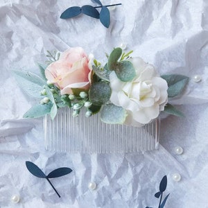 Acessórios de cabelo de casamento para noiva, pente de cabelo de flor, acessório de noiva de casamento branco, casamento Boho, pedaço de cabelo com vegetação floral