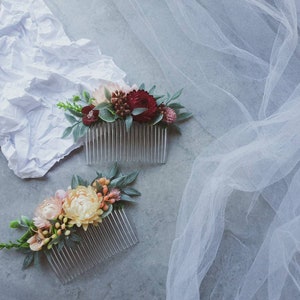 Fall wedding hair accessories, Flower bridal hair piece, Dried flower hair comb Eucalyptus hair piece, Greenery hair comb, Autumn wedding