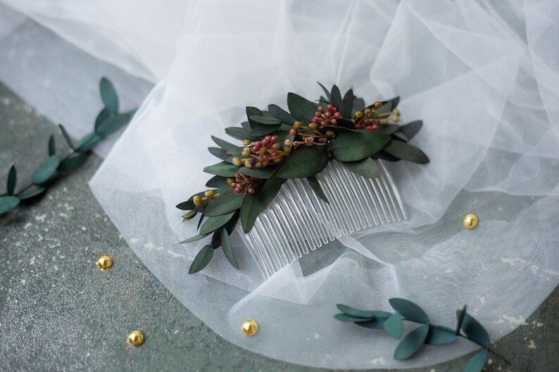 Autumn Wedding hair accessory Flower hair comb Greenery hair comb Bridal headpiece Eucalyptus hair comb Greenery headpiece Wedding hair pin