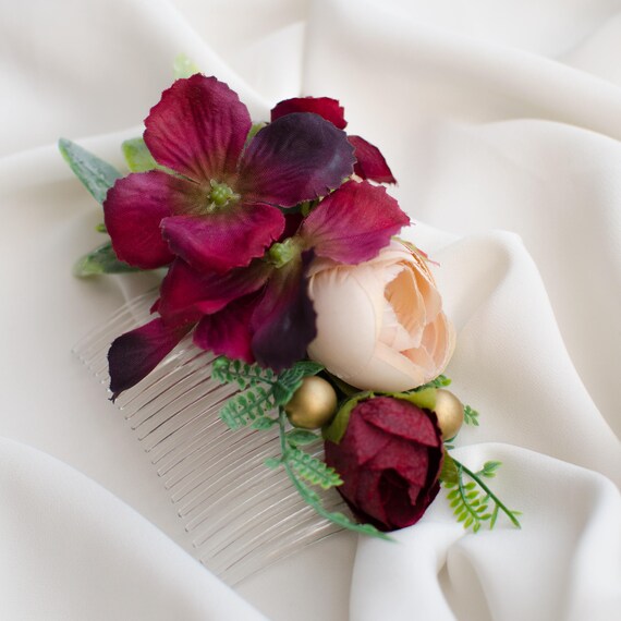 Wedding Hair Accessory Flower Hair Comb Greenery Hair Comb Etsy