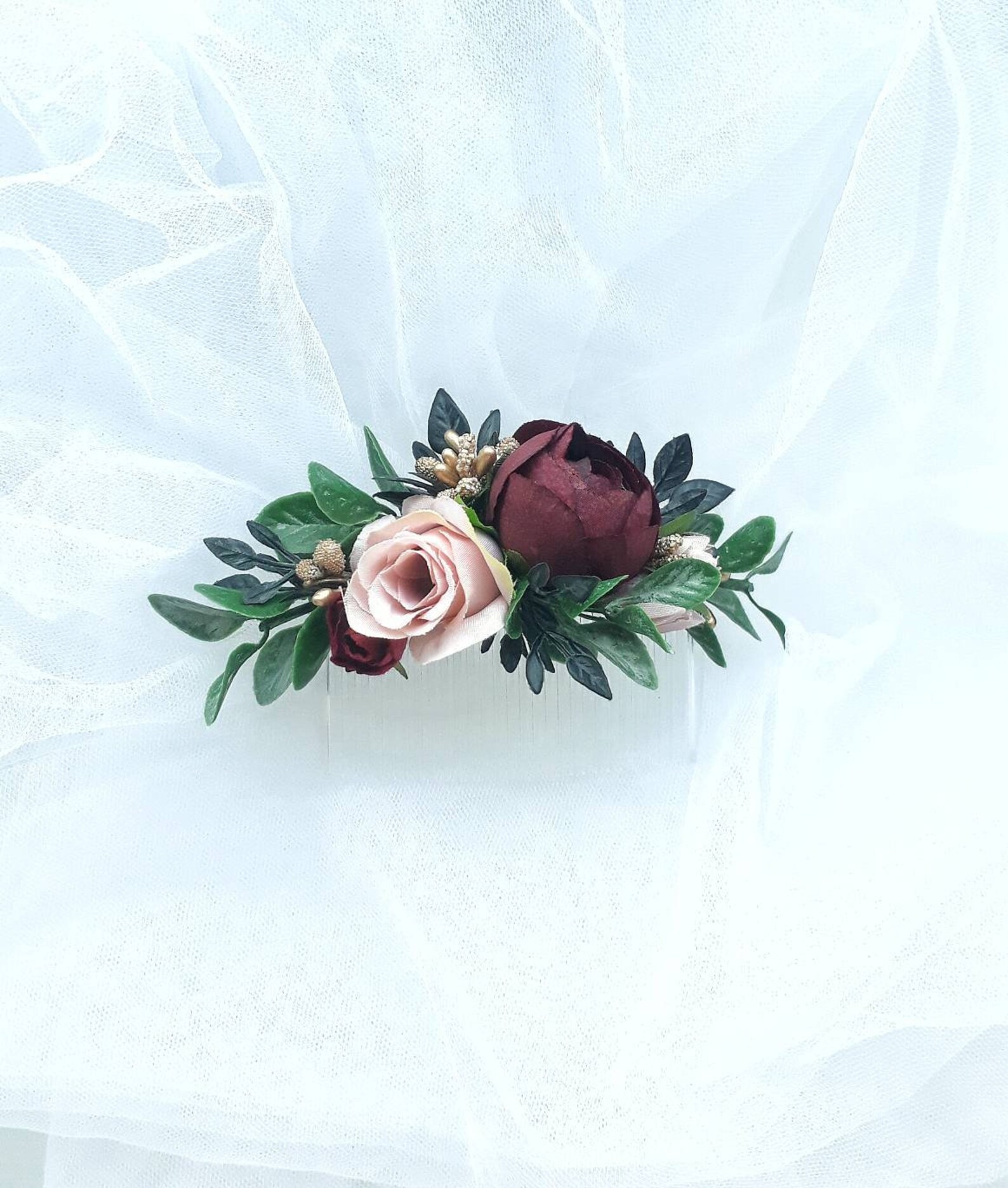 Burgundy Blush Wedding Hair Accessories Bridal Hair Piece Etsy