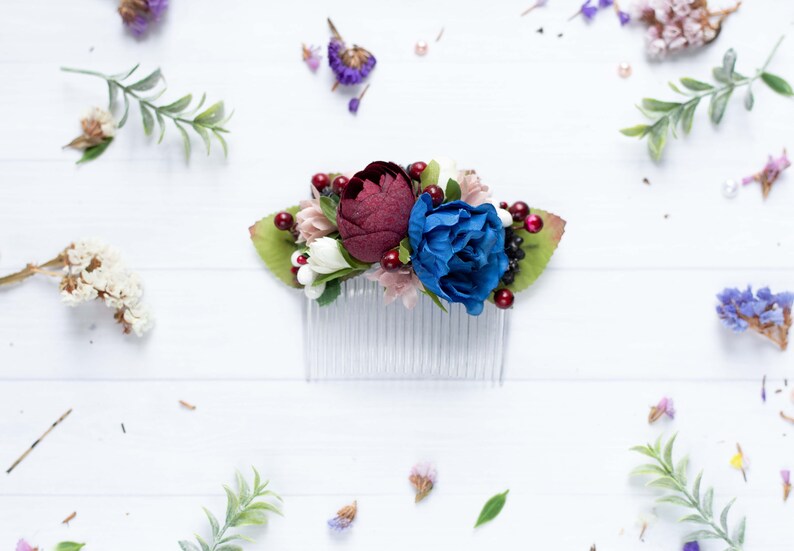 Wedding Hair Accessory Flower Hair Comb Greenery Hair Comb Etsy