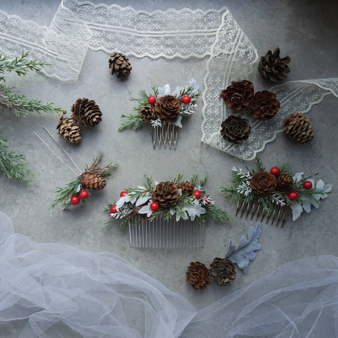Winter Hochzeit Haarschmuck Weihnachten Haarkamm Grün Etsy