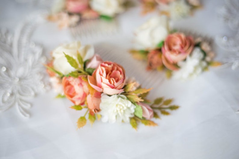 Set of Flower hair comb Greenery hair comb Wedding hair accessory Flower hair piece Bridal hair accessory Bridesmaid hair comb Flower girl