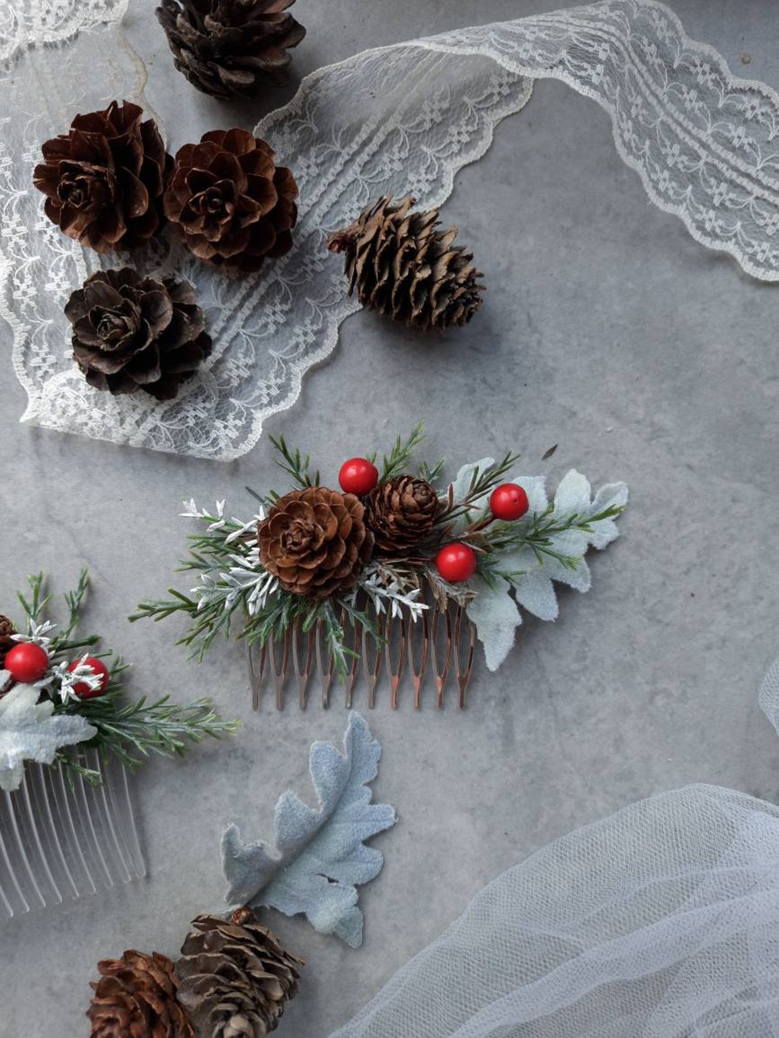 Winter Hochzeit Haarschmuck Weihnachten Haarkamm Grün Etsy