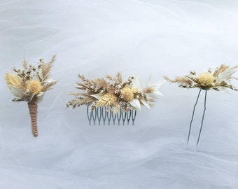 Fall wedding hair piece Dried flowers wedding hair accessory Boho flower hair comb Rust flowers Fall wedding hair comb Boho bridal hairpiece