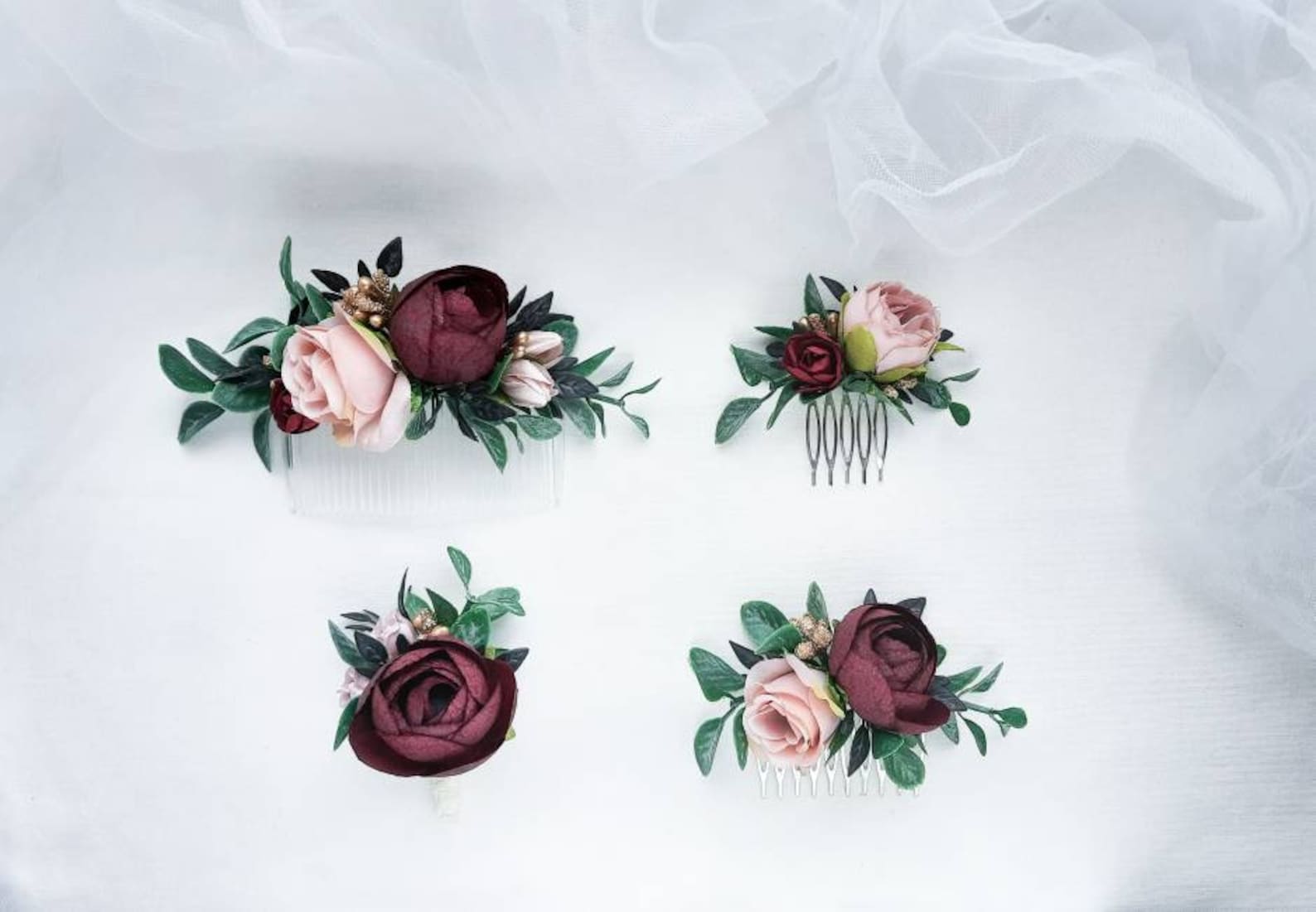 Burgundy Blush Wedding Hair Accessories Bridal Hair Piece Etsy