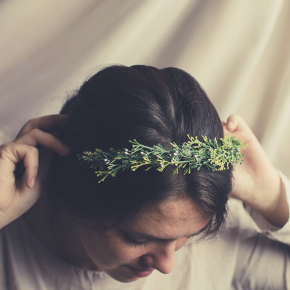 Wedding Hair Accessory Greenery Hair Crown Christmas Hair Etsy