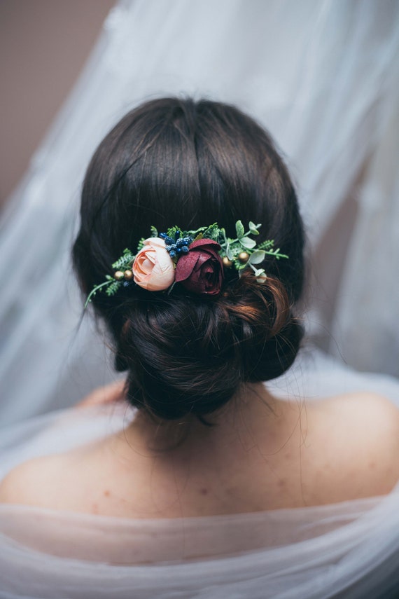 Wedding Hair Accessories Flower Hair Comb Eucalyptus Etsy