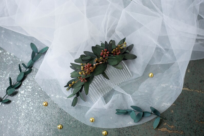 Autumn Wedding hair accessory Flower hair comb Greenery hair comb Bridal headpiece Eucalyptus hair comb Greenery headpiece Wedding hair pin